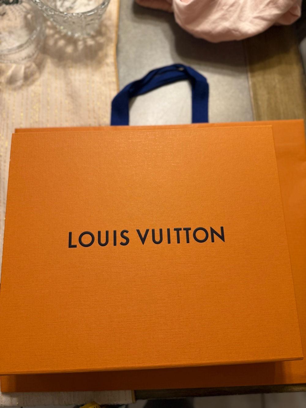Louis Vuitton Orange Gift Box with Navy Handles